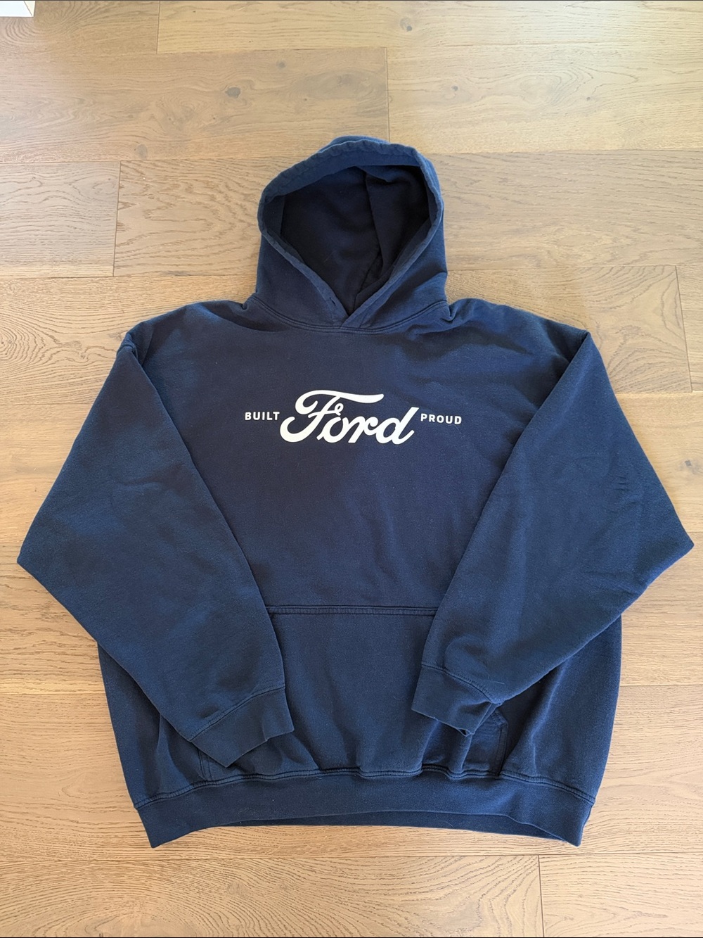 Ford Navy Blue Pullover Hoodie with White Logo